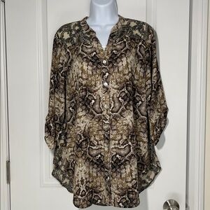 Figueroa & Flower Mixed Media Snakeskin & Paisley Print Tunic.